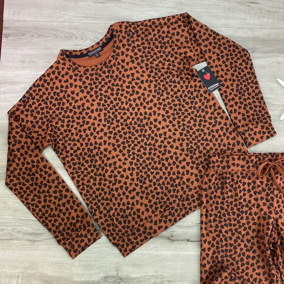 🔆PJ SALVAGE🔆MOCHA CHEETAH TOP MATCHING PANTS SET SUPER SOFT - Picture 5 of 13